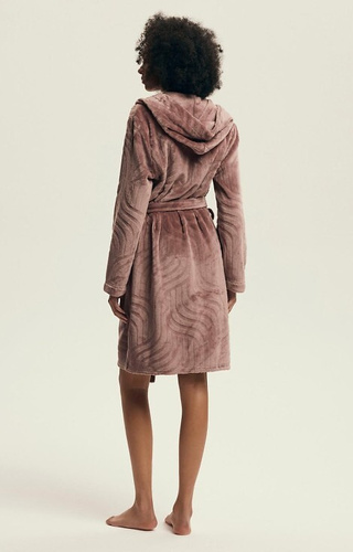 43602 Devyn Bata de mujer con capucha Henderson caoba - corta, cálida, terciopelo