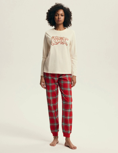 43717 Pijama de mujer Dalisa Henderson - franela cálida, manga larga, cuadros navideños