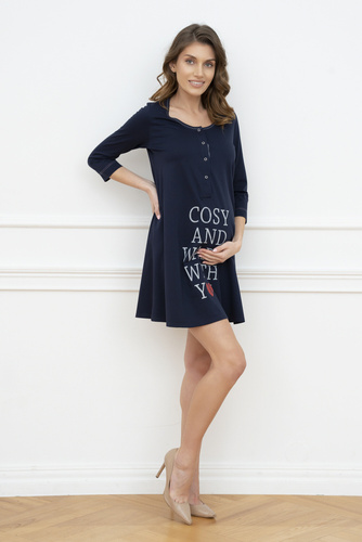 Bálsamo Camisa de Embarazo y Lactancia. manga 3/4 Italia Fashion - azul marino