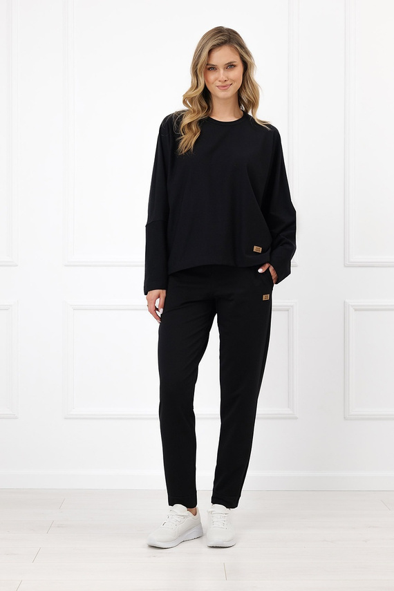 Sudadera de mujer Italian Fashion Manta oversize manga larga con botones basic - negra