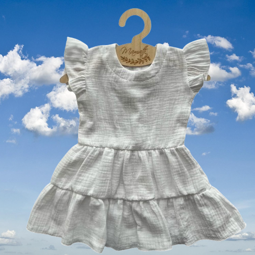 Mamatti SE50502 Vestido infantil blanco de muselina ligero de algodón