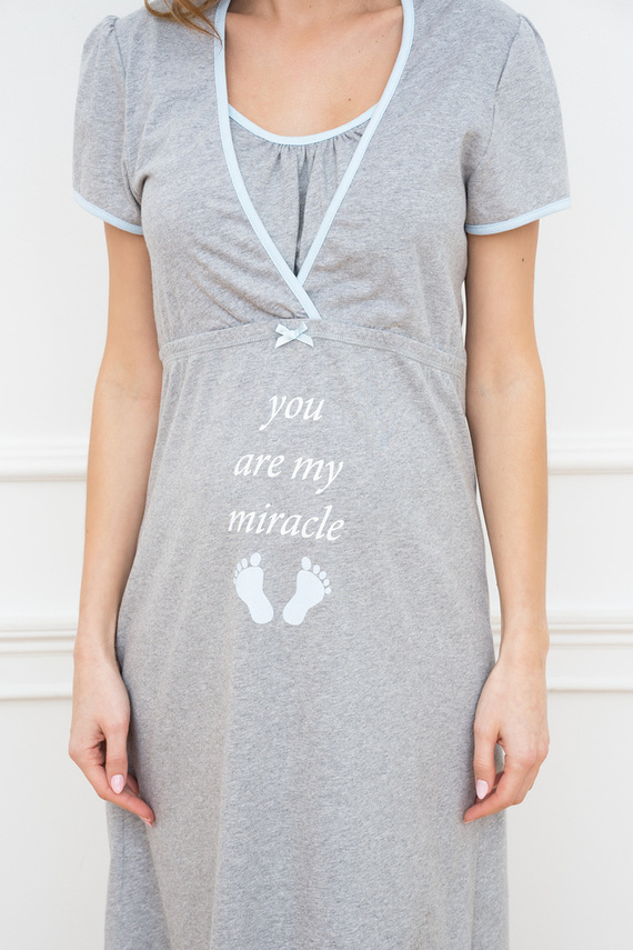 Carlina Camisón de embarazo y lactancia Moda Italiana - melange/azul