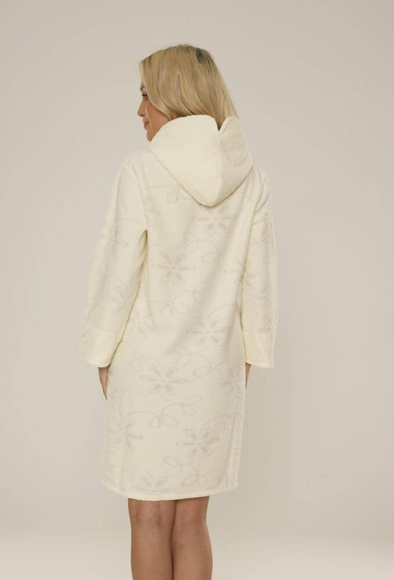 409 Albornoz corto jacquard de señora De Lafense- crudo