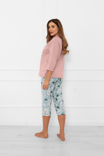 Pijama señora Perlis - manga 3/4 y pantalón, algodón Moda Italiana