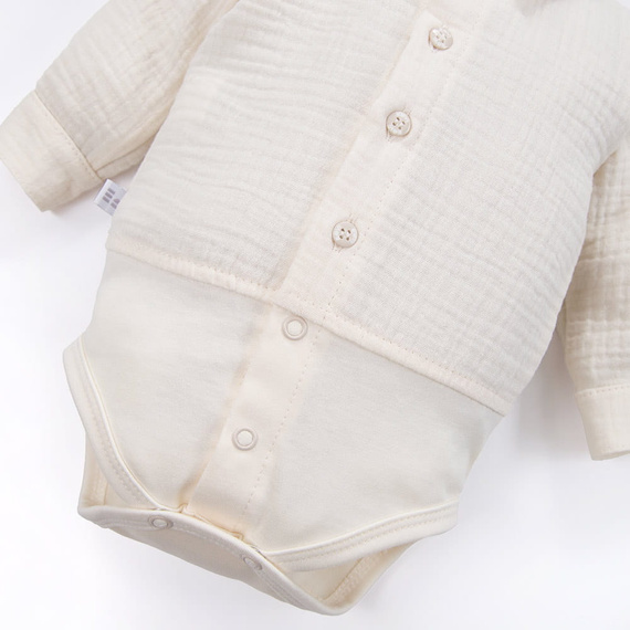 Ceremonia muselina cuerpo camisa con cuello para niño Eevi elegante- crudo