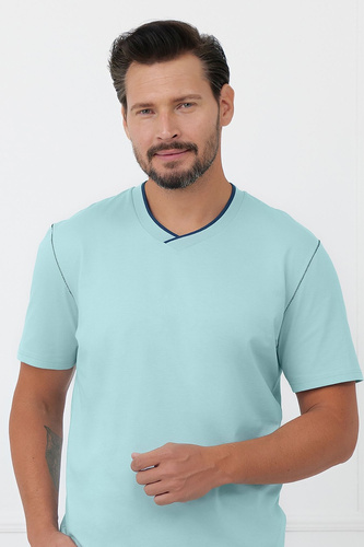 Pijama hombre Devon Italian Fashion algodón pantalón largo turquesa