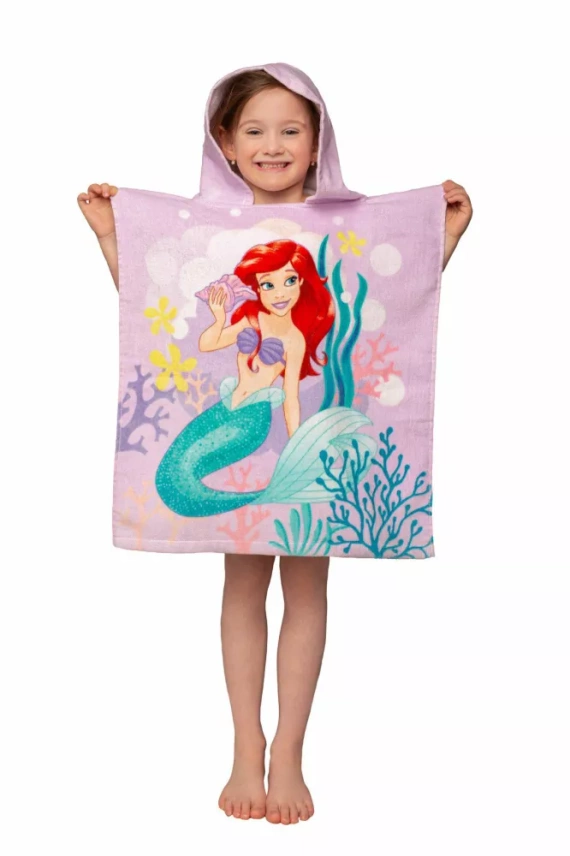 Poncho infantil Ariel Mermaid rosa Disney toalla con capucha Jf24 Para piscina, playa, baño Jerry Telas
