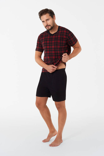 Elijah Pijama de manga corta y pantalón corto para hombre Moda Italiana - estampado/negro