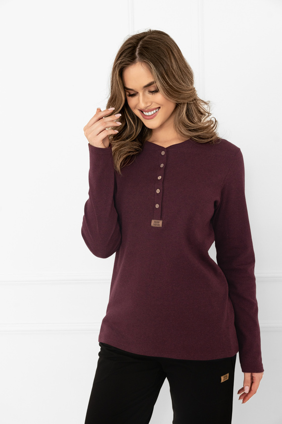 Gordo Blusa señora Italian Fashion burdeos - clásica, algodón, manga larga