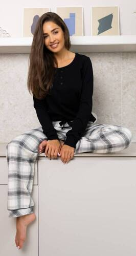 Pijama de franela para mujer Blanche Sensis - negro