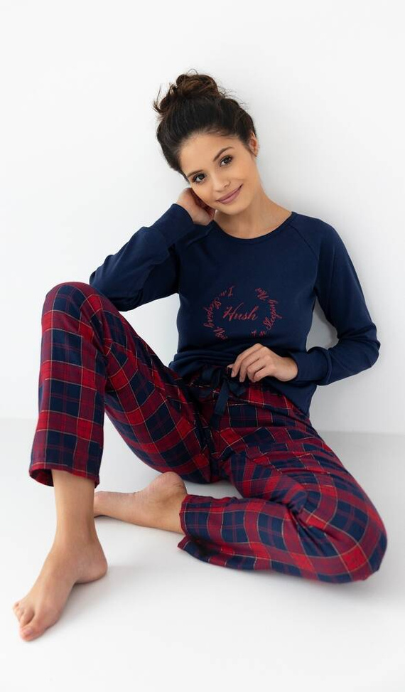 Emmeline Pijama de mujer Sensis Flannel - azul marino-rojo