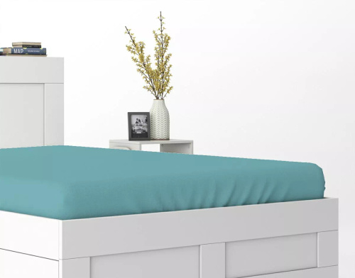 Sábana ajustable de microsatén Poly Detexpol lisa y práctica turquoise