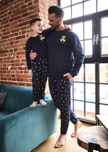 939/300 Big Boss Cornette - pijama de hombre azul marino, algodón, estampado