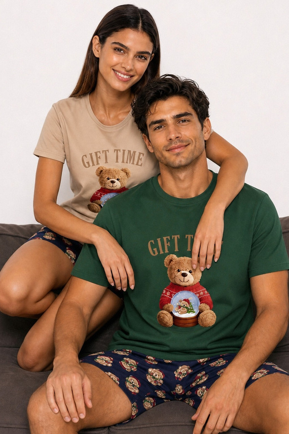 Cornette Gift Time 2 Christmas 1112/517 Pijama corta de mujer beige 100% algodón