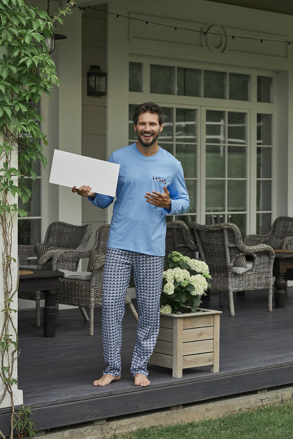 Jaromir Hombres de manga larga, pantalón largo Moda Italiana - azul/print