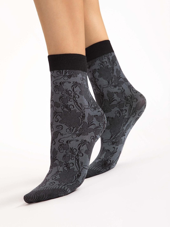 Fiore G1201 Mimosa Calcetines de mujer 40 DEN Microfibra Flores Gris