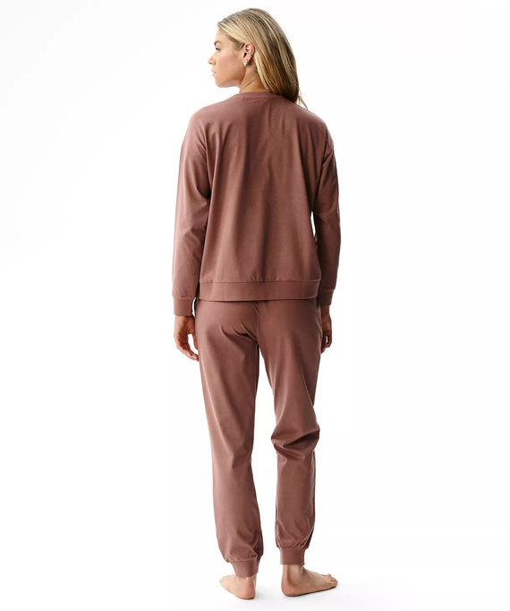 Atlantic NLP-517 Pijama larga de mujer 100% algodón con puños marrón