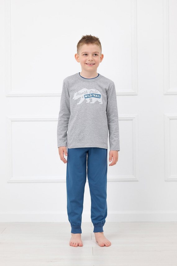 Pijama infantil masculina Italian Fashion Kasim 100% algodón manga larga - melange