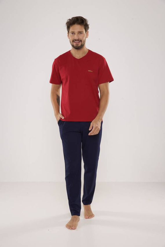 624 Kevin Forex Pijama de hombre - granate - azul marino