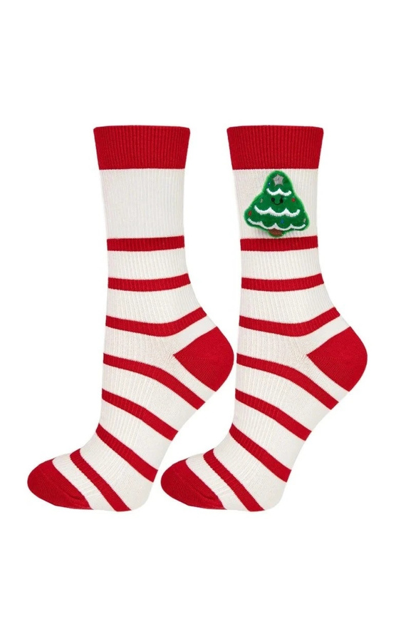 Calcetines festivos de algodón acanalado para mujer Moraj CDC700-036 con aplicación en 3D