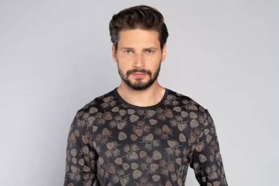 Pinus Pijama de manga larga para hombre, pantalón largo Italian Fashion- estampado/grafito