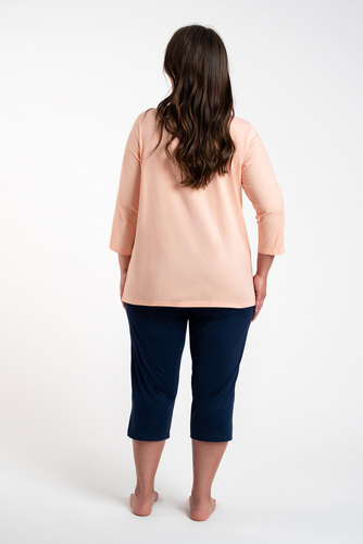 Arietta Pijama de mujer manga 3/4 y pantalón 3/4 Moda Italiana - salmón