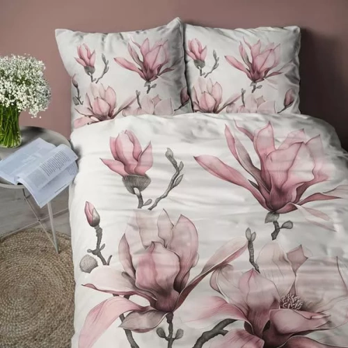 5433 Una ropa de cama de microfibra 3D con flores de magnolia en polvo - Detexpol