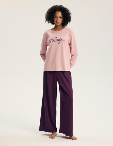 Pijama de mujer Henderson 45443 Galla rosa 100% algodón manga larga