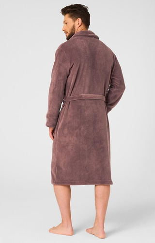 MGL 255 B25 Albornoz marrón para hombre - clásico, suave, atado a la cintura