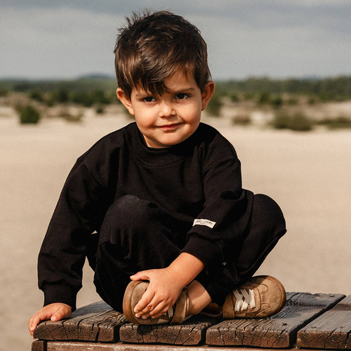 Simply Comfy Sudadera para niños Eevi - oversize, 100% algodón, negra