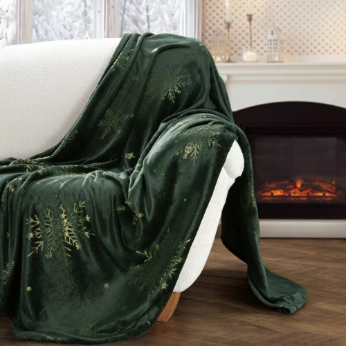 Eurofirany Manta de Navidad verde - colcha de microfibra suave, 240 g/m²