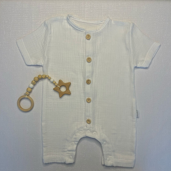 RA55202 Mamatti Pelele de Muselina con Botones de Madera para Verano
