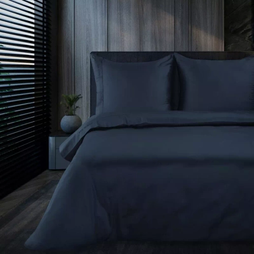 1F Elegante ropa de cama de satén Eva Minge Eurofirany azul marino | macrosatin 100% algodón