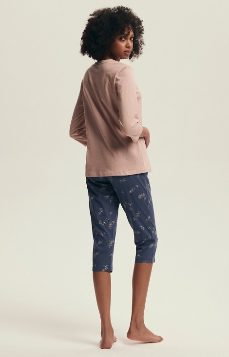 43699 Delanie Pijama Henderson rosa mujer - algodón, mangas 3/4 y rejilla