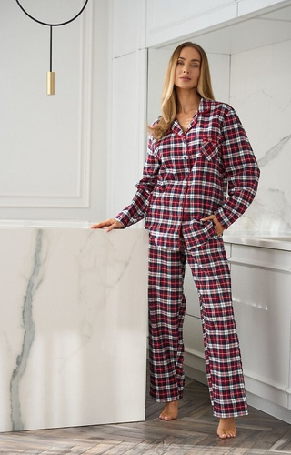 2475 Roxy L&L pijama de mujer rojo - franela, rayas, cuadros
