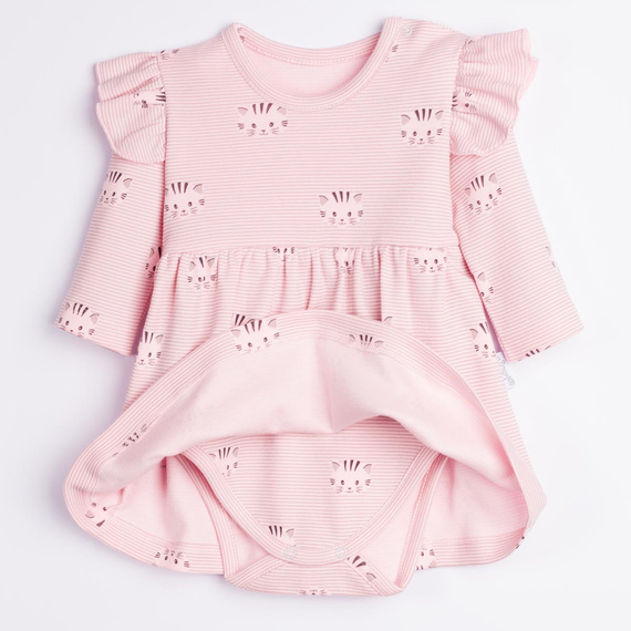 Vestido-body Nicol Tosia 225159 100% algodón Gatos rosas Manga larga