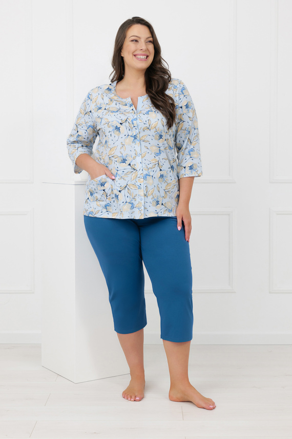 Pijamas de las señoras Celozja Moda italiana 100% algodón 3/4 manga 3/4 pantalones