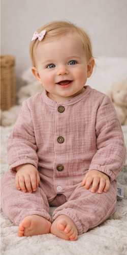 Pijama Just Muslin 02235BSR Makoma rosa- ligero, transpirable, 100% algodón