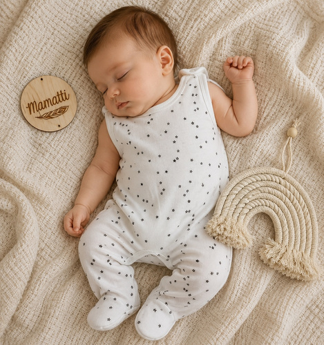 Pijama para bebé SC16230 Mamatti blanco con estrellas de algodón
