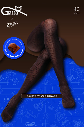 Gatta Wedel wz.03 Medias 40 den - estampado geométrico, choco oscuro