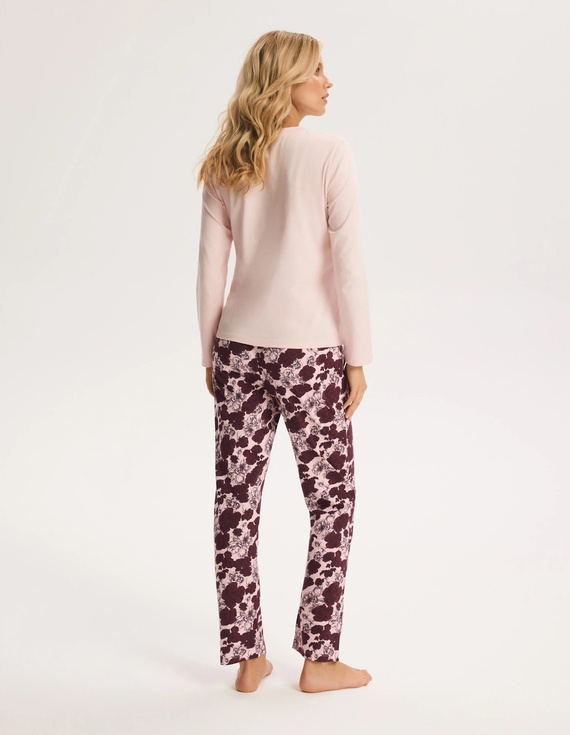 Pijama de mujer Henderson Gina 45397 beige acanalada abierta de algodón