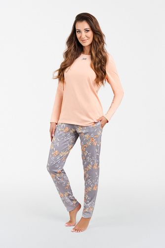 Pijama y pantalón de manga larga Kasali Ladies Italian Fashion - salmón/estampado