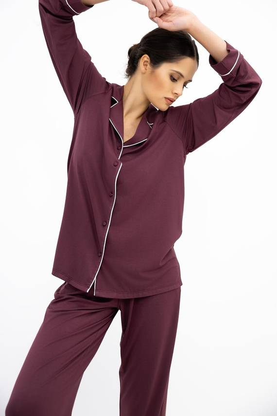 Sensis Vaya Pijama de Mujer 100% Viscosa Azul Marino con Flores y Botones