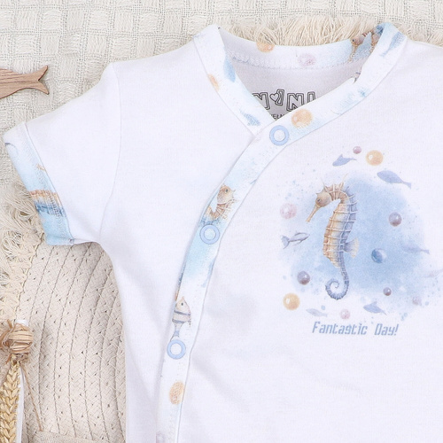 ABN-5444 Sea Of Joy Nini body envolvente de manga corta - algodón orgánico, para bebés