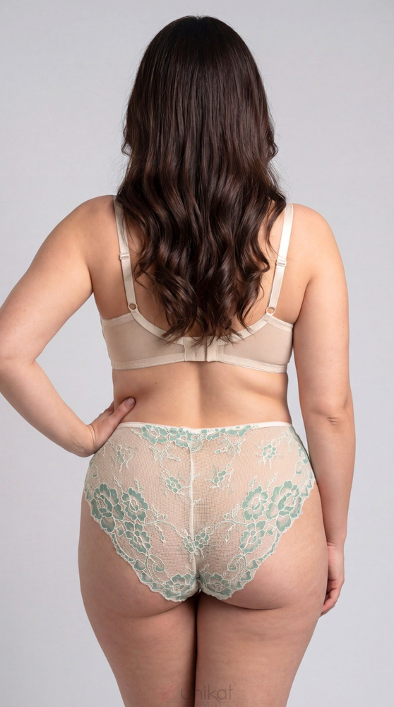 Braguitas Unikat Eloise clásicas elegantes de encaje beige y verde