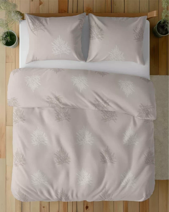 5503 A Ropa de cama de algodón beige con hojas geométricas de helecho Naturalis- Detexpol