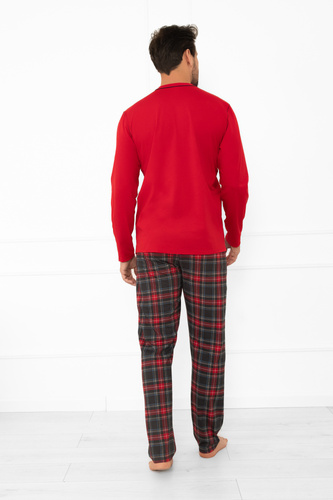 Rusoli pijama de hombre Italian Fashion rojo - algodón a cuadros, largo, cómodo