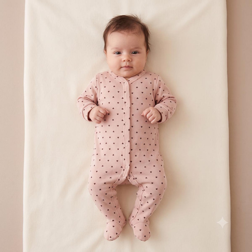 Nicol 226032 Pijama enterizo de algodón para bebé beige con corazones