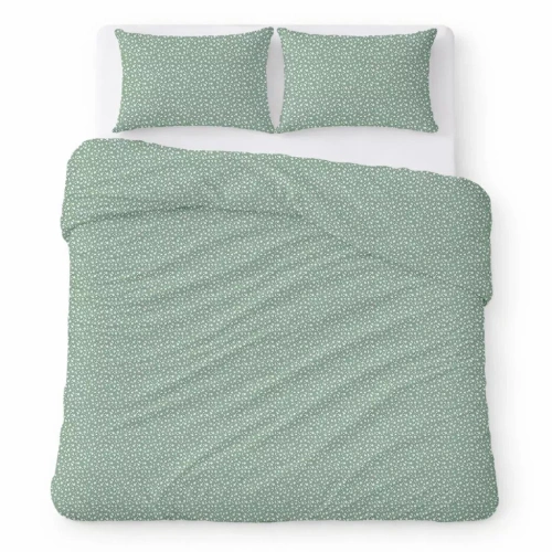 Juego de ropa de cama algodón crepé transpirable fácil cuidado mint with white flowers