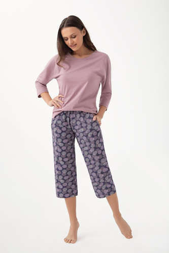 344 Pijama de mujer Luna cocoa - algodón, manga 3/4, cómodo y transpirable